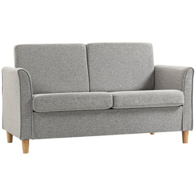 HOMCOM Double Seat Sofa Linen Upholstery Loveseat Couch w/ Armrests ...