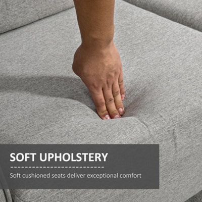 HOMCOM Double Seat Sofa Linen Upholstery Loveseat Couch w/ Armrests ...