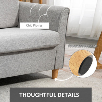 HOMCOM Double Seat Sofa Linen Upholstery Loveseat Couch w/ Armrests ...