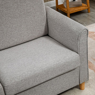 HOMCOM Double Seat Sofa Linen Upholstery Loveseat Couch w/ Armrests ...
