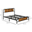 HOMCOM Double Size Bed Frame Steel Bed Base with Headboard 145 x 199cm Brown