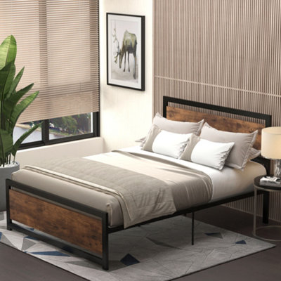 Queen metal bed frame with headboard on sale and footboard brackets