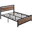 HOMCOM Double Size Metal Bed Frame w/ Headboard & Footboard, 144x195x103cm