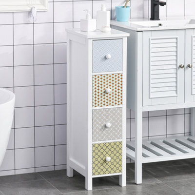 HOMCOM Drawer Cabinet, 4 Drawer Storage Organizer Unit Bathroom Bedroom