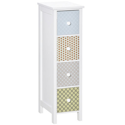 HOMCOM Drawer Cabinet, 4 Drawer Storage Organizer Unit Bathroom Bedroom