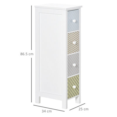 HOMCOM Drawer Cabinet, 4 Drawer Storage Organizer Unit Bathroom Bedroom