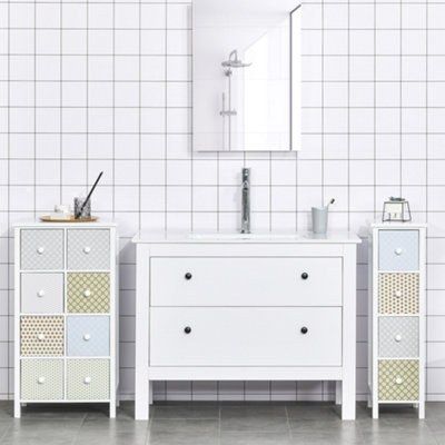 HOMCOM Drawer Cabinet, 4 Drawer Storage Organizer Unit Bathroom Bedroom