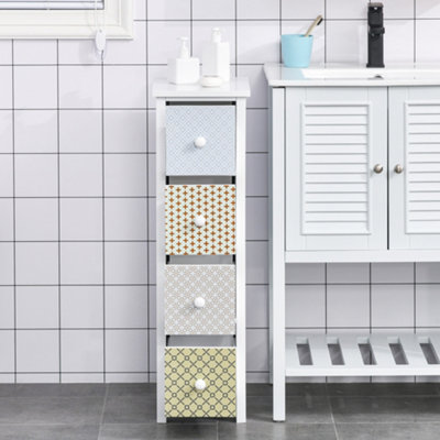 HOMCOM Drawer Cabinet, 4 Drawer Storage Organizer Unit Bathroom Bedroom