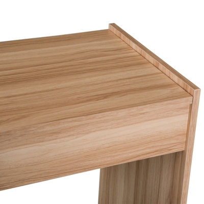 HOMCOM Dressing Table Set Cushioned Stool Flip-up Mirror Chipboard - Wood Grain