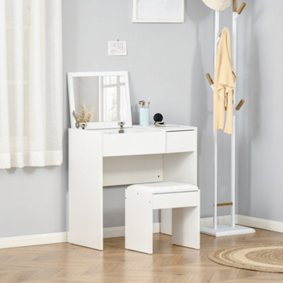 White dressing table with store sliding mirror