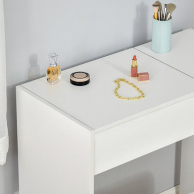 HOMCOM Dressing Table Set with Flip-up Mirror Padded Stool Sliding Drawer White