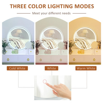 HOMCOM Dressing Table Set With LED Mirror, Stool & 4 Drawers Makeup Desk White
