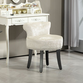 HOMCOM Dressing Table Stool Vanity Seat w/ Rubber Wood Legs Bedroom - Beige