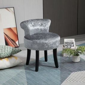 HOMCOM Dressing Table Stool Vanity Seat w/ Rubber Wood Legs Bedroom - Grey