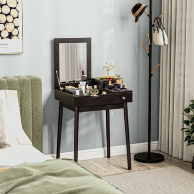 HOMCOM Dressing Table Vanity Desk Flip-up Mirror 2 Drawers, Black