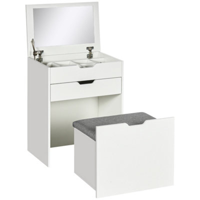 White vanity stool store with storage