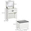 HOMCOM Dressing Table with Mirror and Stool, Vanity Table with Storage, White
