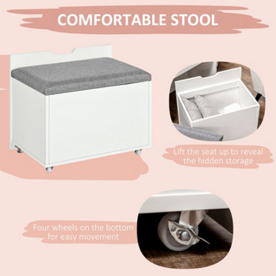HOMCOM Dressing Table with Mirror and Stool, Vanity Table with Storage, White