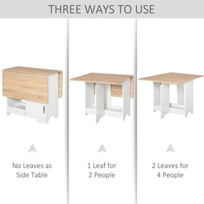 HOMCOM Drop-Leaf Dining Table Folding Desk Bar Table with Storage Shelf