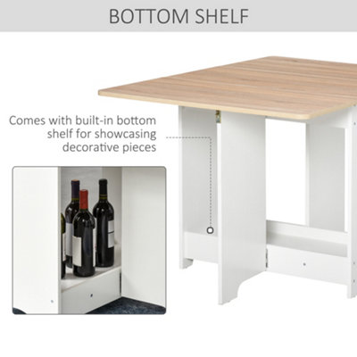 HOMCOM Drop-Leaf Dining Table Folding Desk Bar Table with Storage Shelf