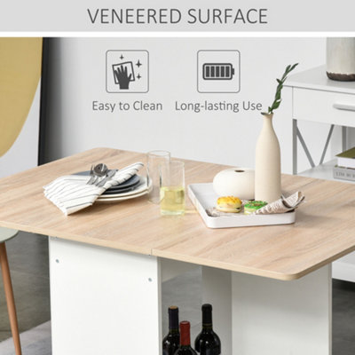 HOMCOM Drop-Leaf Dining Table Folding Desk Bar Table with Storage Shelf