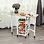 HOMCOM Drop-Leaf Kitchen Trolley w/ 3 Baskets Drawer Surface Top 6 Wheels White