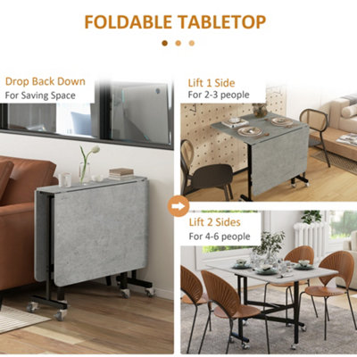 Folding dining table store on wheels