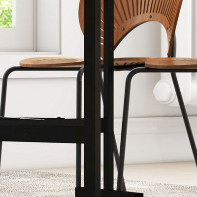 HOMCOM Drop Leaf Table with Wheels Folding Dining Table for Small Spaces, Grey