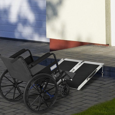 HOMCOM Duo Wheelchair Ramp Pushchair Mobility Assistance w/Carry Handle ...