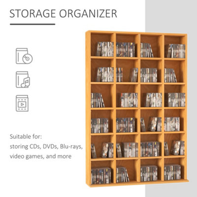 HOMCOM DVD CD Media Storage Cabinet Racks Wooden Shelf Video Bookcase Display