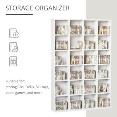 HOMCOM DVD CD Media Storage Rack, Video Display Unit, 89 x 130.5 cm, White