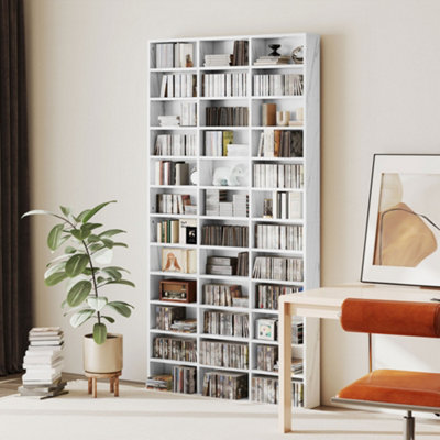 HOMCOM DVD CD Media Storage Rack, Video Display Unit, Marble Effect