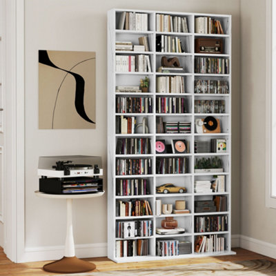 HOMCOM DVD CD Media Storage Rack, Video Display Unit, Marble Effect