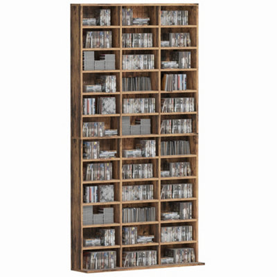 HOMCOM DVD CD Media Storage Rack, Video Display Unit, Rustic Brown