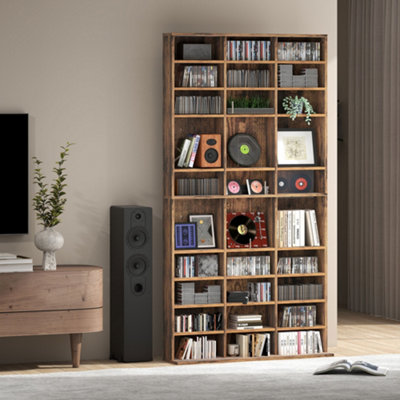 HOMCOM DVD CD Media Storage Rack, Video Display Unit, Rustic Brown