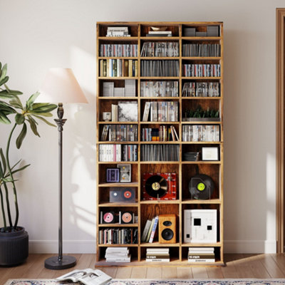 HOMCOM DVD CD Media Storage Rack, Video Display Unit, Rustic Brown