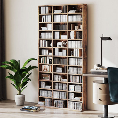 HOMCOM DVD CD Media Storage Rack, Video Display Unit, Rustic Brown