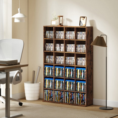 HOMCOM DVD CD Media Storage Rack, Video Display Unit, Rustic Brown