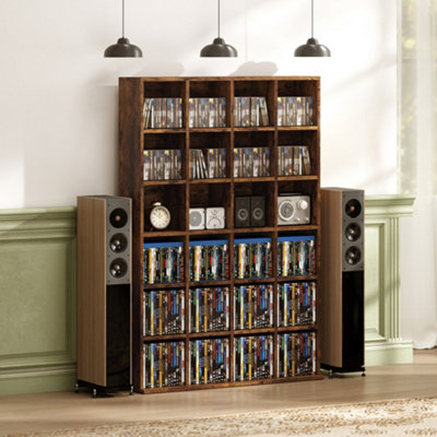 HOMCOM DVD CD Media Storage Rack, Video Display Unit, Rustic Brown