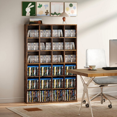 HOMCOM DVD CD Media Storage Rack, Video Display Unit, Rustic Brown