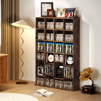 HOMCOM DVD CD Media Storage Rack, Video Display Unit, Rustic Brown
