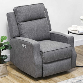 HOMCOM Electric Armchair, Fabric Recliner Chair with USB Port, Charcoal Grey