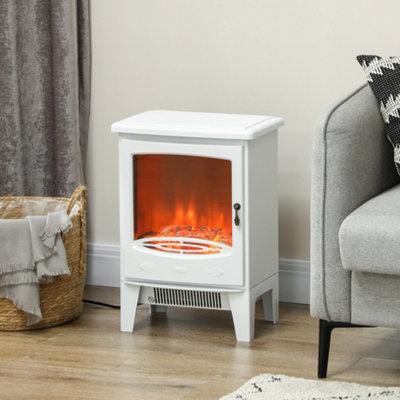 Electric Heater White Electric Log Fire HOMCOM Electric Fireplace