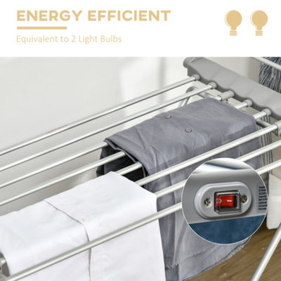 HOMCOM Electric Heated Clothes Dryer Folding Drying Rack w/ Extendable ...