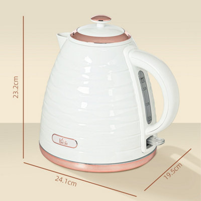 HOMCOM Electric Kettle, Fast Boil, 1.7L, 3kW, Swivel, White Ripple