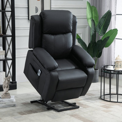 HOMCOM Electric Power Lift Recliner Chair Vibration Massage Sofa Lounge with Remote Control & Side Pocket, Black