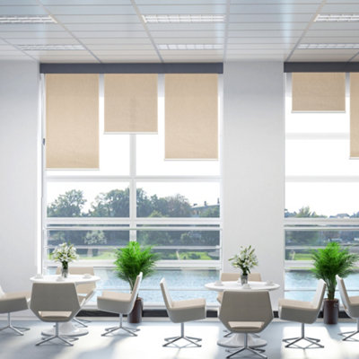 HOMCOM Electric Smart Roller Blinds for Windows with Remote, Brown ...