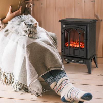 HOMCOM Electric Stove Heater LED Flame Effect 1000W 2000W