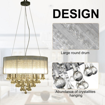 HOMCOM Elegant Modern Crystallite Ceiling Chandelier Light Pendant