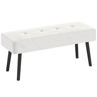 HOMCOM End of Bed Bench with Thick Padding for Entryway, Cream White